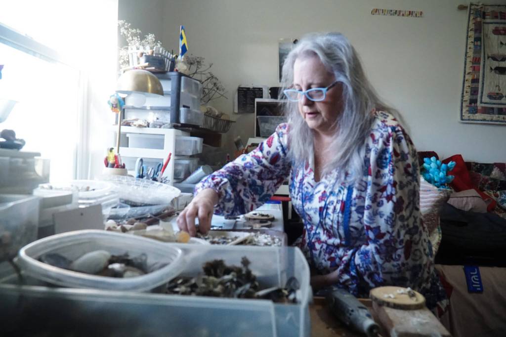 Whidbey Artist Libby Hammer makes her ragamuffins in her home studio. (Photo by Sam Fletcher)