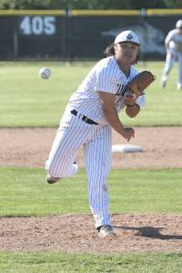 Photo by John Fisken
Oak Harbor pitcher Zachary Pyles throws during a district tournament win May 2 where the Wildcats won 3-2. Oak Harbor travels to Edmonds-Woodward Saturday.