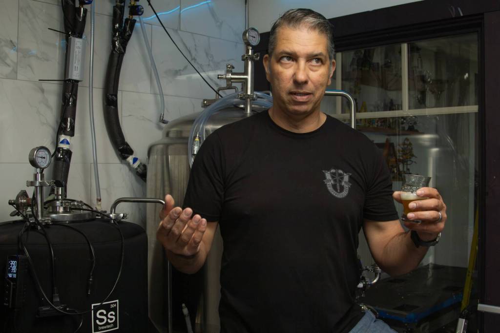 Photo by Caitlyn Anderson
Stephen Chavez, owner of Crossed Arrows Brewery, speaks about the future of his brewery.