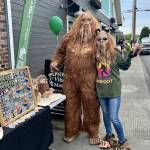 Photo courtesy of Teresa Besaw
Garry the Sasquatch flirts at local businesses during the 2023 Sasquatch Walk in Oak Harbor.