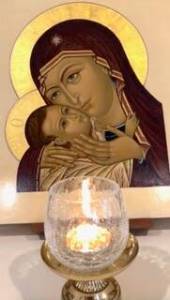 Deborah Anderson creates icons using traditional methods.