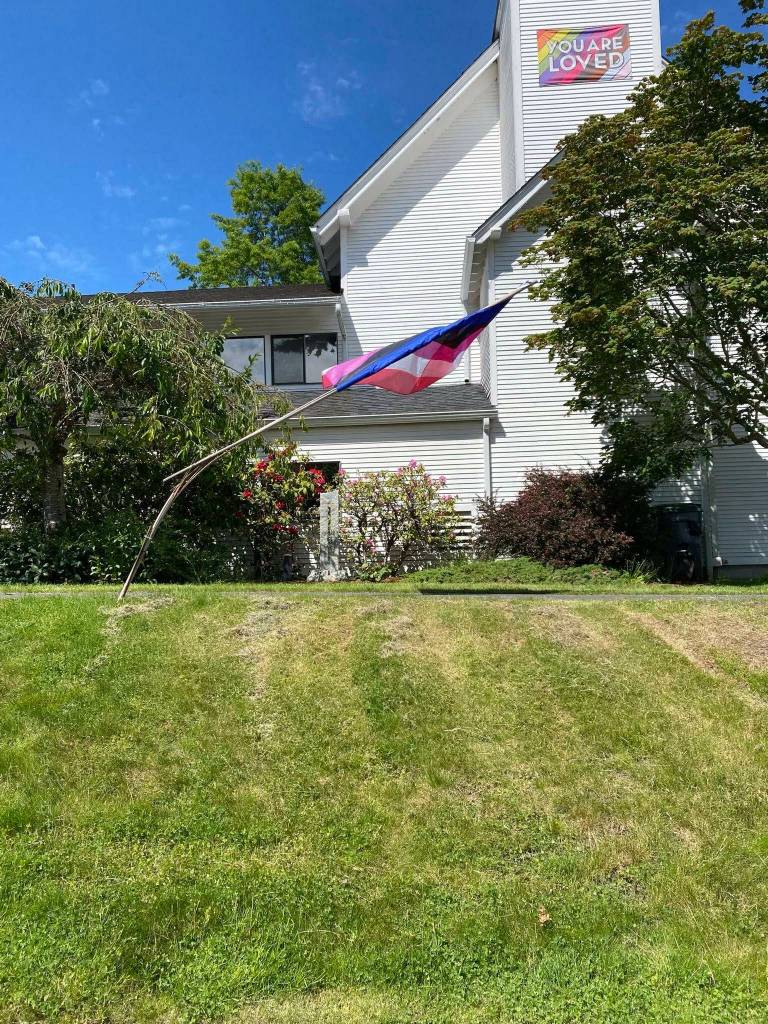 Photo provided
Damaged flags and poles at the Langley United Methodist Church on June 9.
