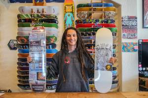 Photo by Luisa Loi
Garrett Collins opened Geez Skate Shop in 2022.