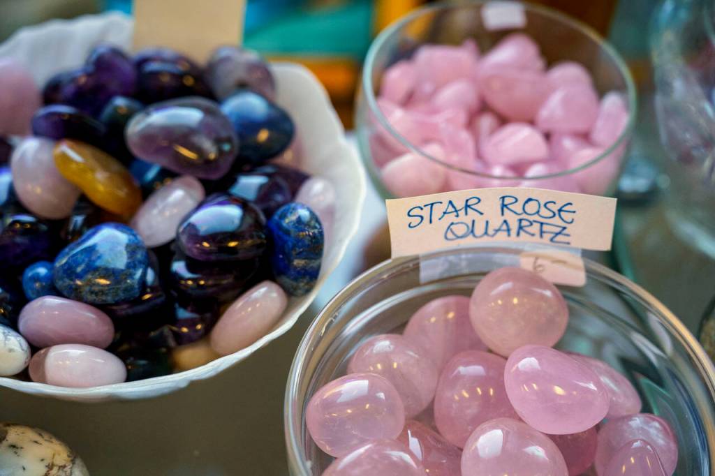 Crystals and stones of all colors, shapes and sizes decorate the gift shops shelves. (Photo by David Welton)