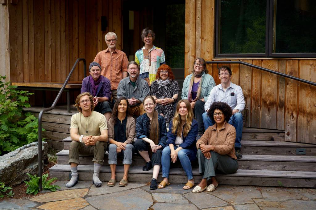 The full staff of the Whidbey Institute. Back row, from left: Larry Rohan and Will Noble. Middle row, from left: Timothy Hull, Joe Sendek, Rose Woods, Cathy Buller and Andy Fling. First row, from left: Ben Johnston, Lety Hopper, Snow Dragonwyck, Nia Martin and Hillarie Maddox. (Photo by David Welton)