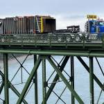 Two months ago, a truck transported the old trash compactor out of Whidbey for recycling. (Photo by Jeff Hegedus)