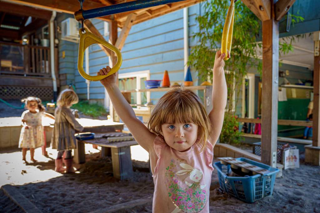 Evie Blevins, 3, plays at the South Whidbey Childrens Center. (Photo by David Welton)