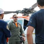 Photo by Sam Fletcher
Lt. Benjamin Dodson answers questions after a Search and Rescue helicopter demonstration flight on Saturday.