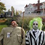 (Photo by Luisa Loi)
Harry the Hunter and Beetlejuice sit at Cooks Corner Park as part of the Coupeville Garden Clubs display.