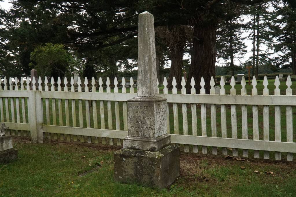 Sunnyside Cemetery was expanded from the headstone of Isaac Ebey, the first white resident of Whidbey. (Photo by Sam Fletcher)