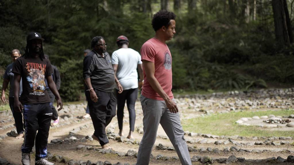 (Photo courtesy of Chronically UnderTouched Project)
During the retreat, men walked the labyrinth contemplatively at the Whidbey Institute.