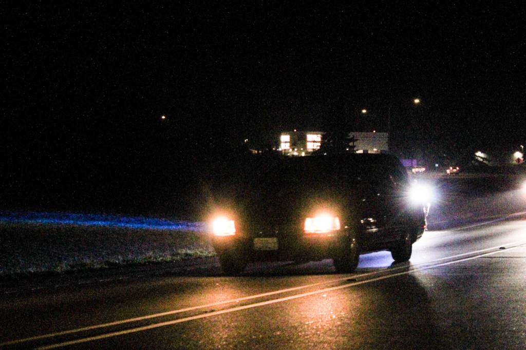 The hearse carrying Lt. Serena Dug Wileman arrived to Whidbey on Monday. (Photo by Sam Fletcher)