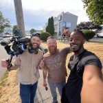 From left to right: Ty Tuin, Nick Ricci and Willie Shaw take a selfie while filming an episode of Working on Whidbey. (Photo provided)