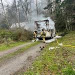 (Photo provided)
Firefighters responded to a blazing delivery truck late Wednesday morning.