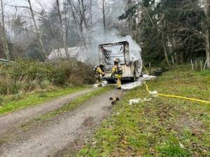 (Photo provided)
Firefighters responded to a blazing delivery truck late Wednesday morning.