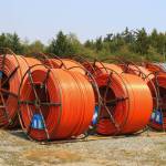 (File photo by Luisa Loi/Whidbey News-Times)
These orange rolled pipes, located at the Whidbey Telecom construction staging area in Langley, are conduits containing smaller tubes through which the fibers are pulled.