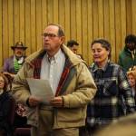 John Solin, owner of Oak Harbor Cinemas next door to the SPiN Cafe, waits in line to comment on the nonprofits effect on local businesses. (Photo by Sam Fletcher)