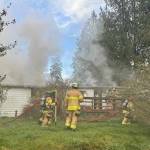 (Photo provided by South Whidbey Fire/EMS)
A fire devastated a home Wednesday morning.