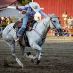 (Photo by David Welton)
Jocelyn Nichols galloped around the ring at high speed in July. A new feature of the Whidbey Island Fair, adults and kids competed in seven different rodeo events this year.