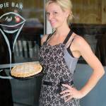 Natalie Bleifuss, a descendent of Whidbey Pioneer Samuel Maylor, holds a pie outside her Seattle restaurant. (Photo provided)