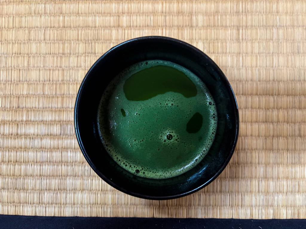 Tendo, head monk at Tahoma One Drop Zen Monastery, serves matcha for a tea ceremony Sunday morning. (Photo by Sam Fletcher)