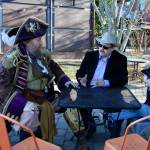 (Photo provided)
Blacky Beardsley, the Gazette Pirate, confers with Joe Curr and Little Joe Curr about selling gambling equipment from the 49ers Club.