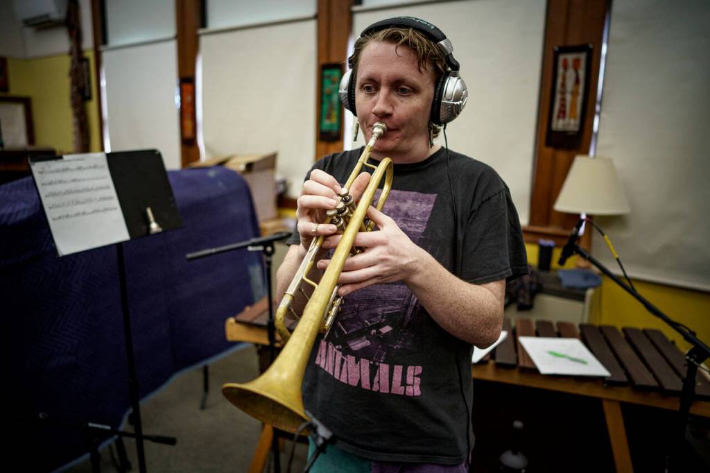 (Photo by David Welton)
Caden Davis grew up in Coeur dAlene where he learned marimba in elementary school. Now a graduate student at Western Washington University, he teaches about the keyboard, culture and significance of the Zimbabwean music at Rubatano Center.
