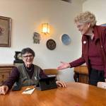 Spouses Diane Divelbess and Grethe Cammermeyer share a light moment in their home. Photo by Kate Poss
