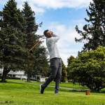 (Photo by Luisa Loi)
Dave Phay shows a News-Times reporter how to play golf at the Whidbey Golf Club. Phay, the head professional golfer at the club, placed second at the Pacific Northwest PGA Professional Championship in Everett, and is now headed to the national PGA competition in Florida.