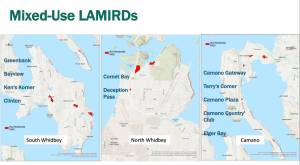 An Island County map shows areas designated as mixed-use, limited areas of more intensive rural development.