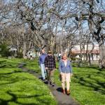 (Photo by Luisa Loi)
Laura Renninger, Kyle Renninger and Brad Gluth from the Garry Oak Society walk on Smith Parks historic trail. In the past, Smith Park hosted livestock auctions, band concerts, and potentially even Temperance Union events, Laura said.