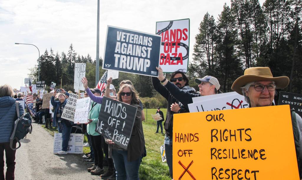 The Oak Harbor protest. (Photo by Luisa Loi)