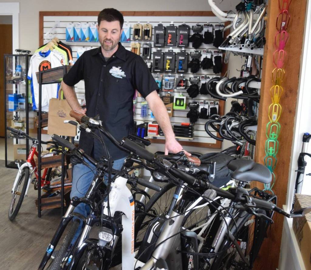 Stevens specializes in giving bicycles a second life at his recently-opened store, Celerity Cycles, located in Coupes Village. (Photo by Patricia Guthrie)