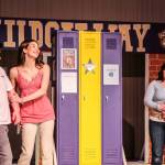 Photo by Luisa Loi
At right, Gabriella Montez (Hadley McCulloch) watches in disbelief and confusion as Sharpay Evans (Adriana Froman) tries to sabotage her budding romance with Troy Bolton (Lucas Smith).