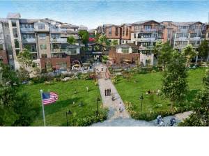 (Photo courtesy of city of Oak Harbor)
A concept rendering for Waterfront West shows a viewpoint from Windjammer Park looking north over the current mostly empty asphalt parking lots in the 200 block of Southeat Pioneer Way, a couple blocks east of Highway 20.