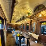 Photos by Grace Gorenflo/Valley Record 
The inside of parlor car 1049 in the Northwest Railway Museums workshop, April 29, 2025.