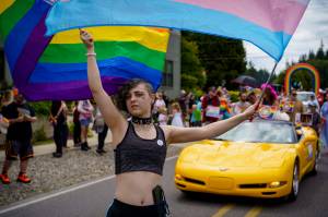 (File photo by David Welton)
A 2024 Langley pride parade participant marches down the street.