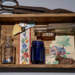 Artifacts found in the recently discovered Langley Road log cabin are on display in the Langley museum. (Photo by David Welton)