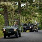 Two clubs joined together for a convoy of historic military vehicles on Whidbey Island Saturday (photo by David Welton).