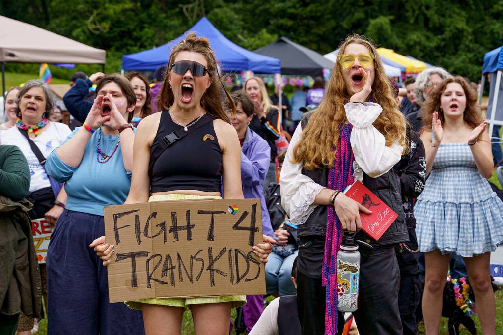 Photos by David Welton
Many showed support for the trans community currently under attack by the presidential administration.