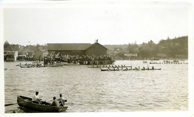 Photo provided.
The Native American Coupeville Water Festival. Writing on the back says Indian war canoe races Coupeville, Wash. Aug 1931.