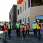 (Photo by Allyson Ballard) Wednesdays tour was U.S. Rep. Rick Larsens first time viewing the site of the new Crescent Harbor Elementary building.