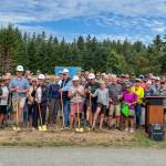 (Photo provided by South Whidbey Parks and Recreation District) The groundbreaking ceremony for new pickleball courts generated a healthy turnout last week.