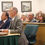 Photo by Jessie Stensland
Tim Hazelo, at far left, listens as the judge decides his sentence Monday afternoon.