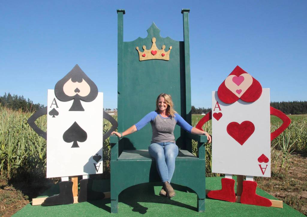 (Photo by Marina Blatt) Shannon Hilborn poses regally on a throne built for a queen.