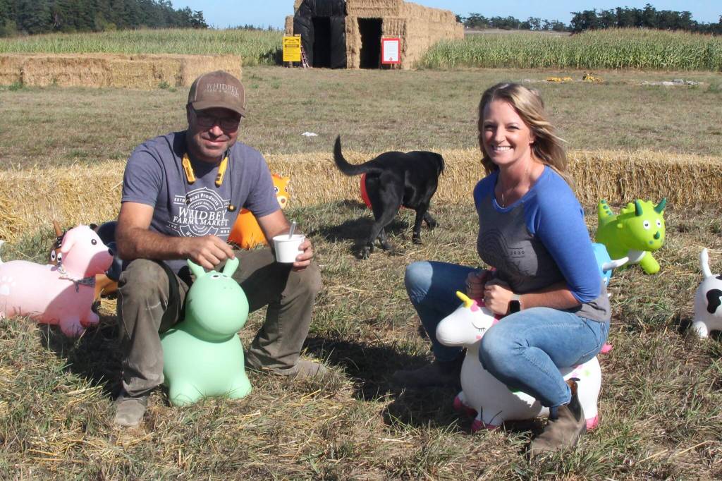 (Photo by Marina Blatt) Shannon and Steve Hilborn smile in the toddler play area.