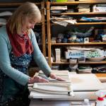StillFire Potterys Carol Ann Bauer forms platters out of clay at her home in Freeland. (Olivia Vanni / The Herald)