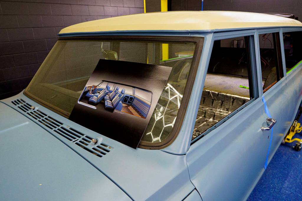 (Photo by David Welton) A rendering is created for each car Artisan Stitchworks sees, leaving no uncertainty about what the final build will look like.