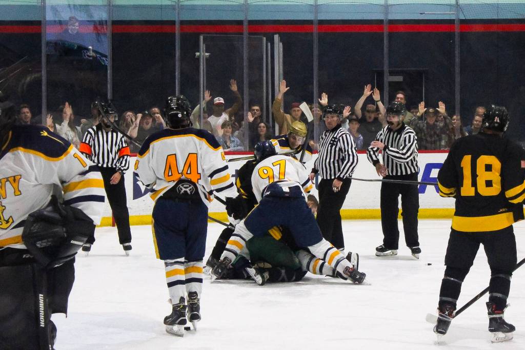 (Photo by Allyson Ballard) Tensions ran high in the third period.