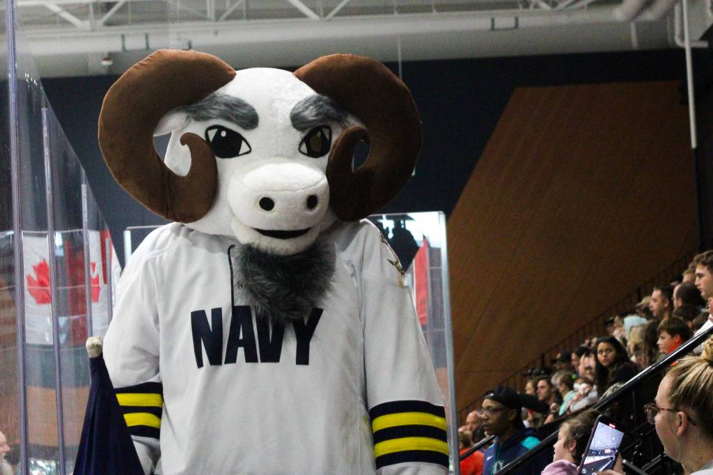 (Photo by Allyson Ballard) Even the Navys mascot made an appearance at Saturdays game.
